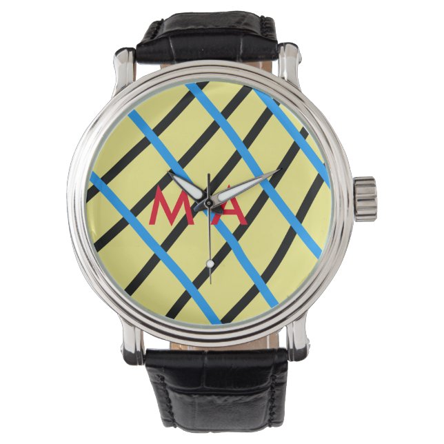 Montre Simple monogramme ajouter votre nom lettre man min (devant)