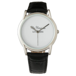 Montre simple monogramme minimal mrs M nom date année Thr