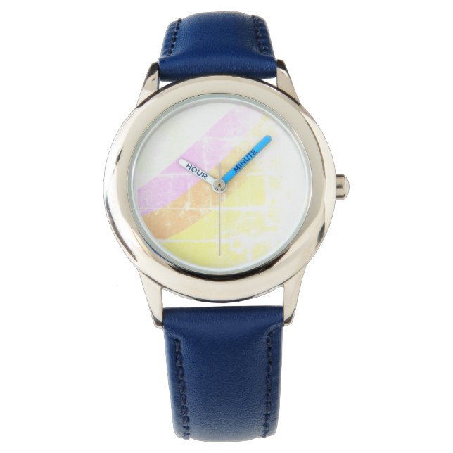 Montre simple personnalisé jaune bleu aquarelle ajouter l (devant)