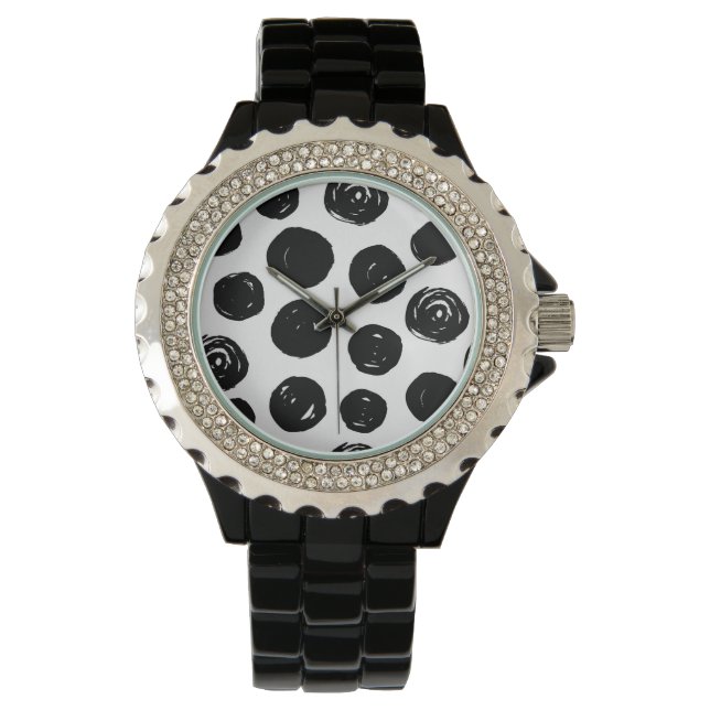 Montre simple Pois noir tendance (devant)