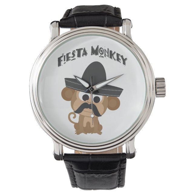 Montre Singe de Fiesta avec un Mustach et un Sombrero mex (devant)