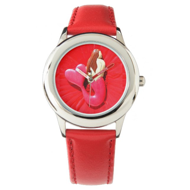 Montre sirène à queue rouge (devant)