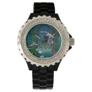 Montre Sirène merveilleuse avec des poissons d'imaginair