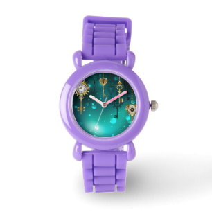 Montre Skeleton Keys on Green Background