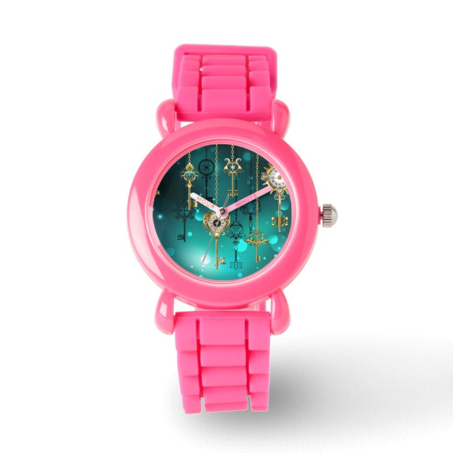 Montre Skeleton Keys on Green Background (Recto)