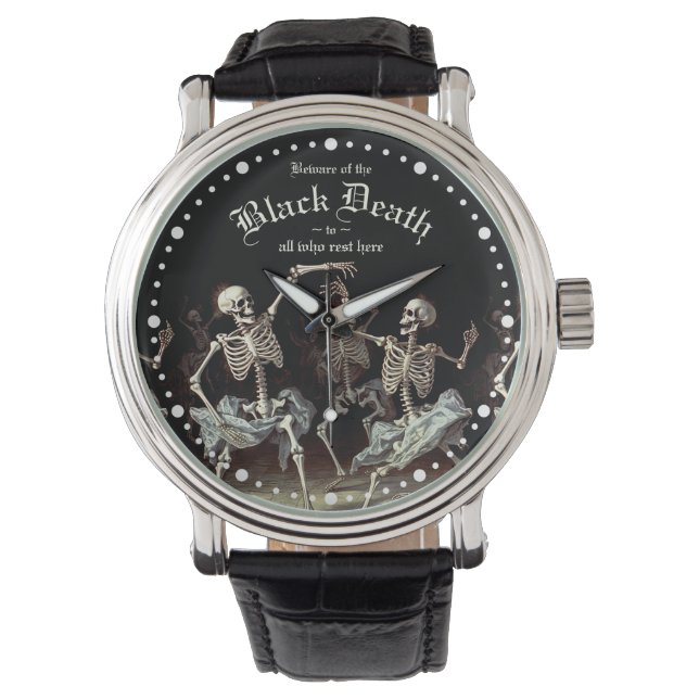 Montre Skeletons de danse de la mort noire Halloween (devant)