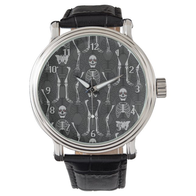 Montre Skeletons noir et blanc (devant)