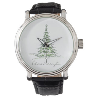 Montre Sketch Pine sapin de Noël Nom du script minimal