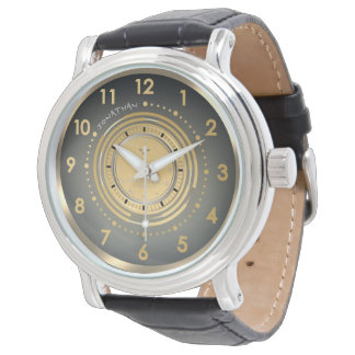 Montre Sleek Modern Gold & Silver Dark Leather Custom