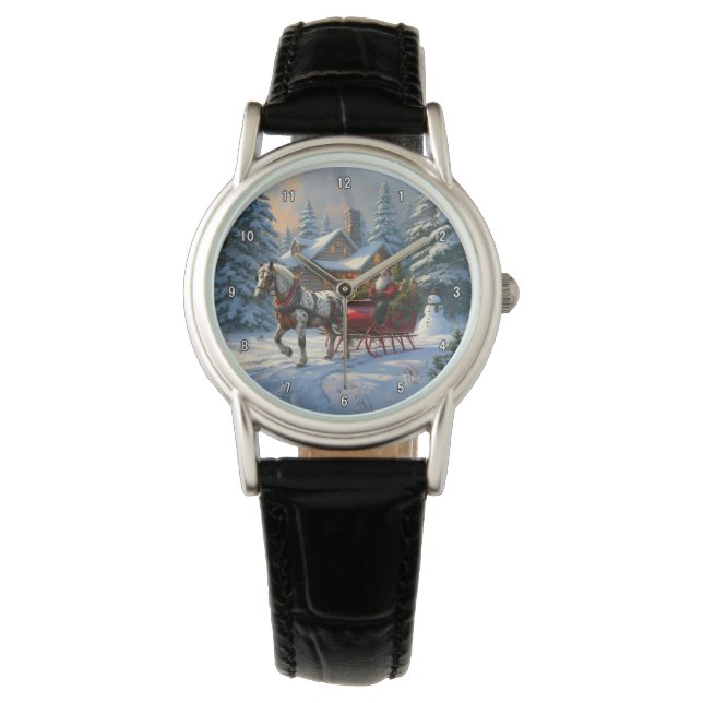 Montre Sleigh Père Noël à cheval de Noël (devant)
