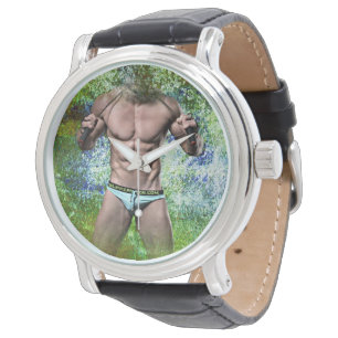 Montre SlipperyJoe's blanc musculaire sexy homme speedo n