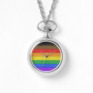 Montre SlipperyJoe's inclusive gay pride drapeau en bois 