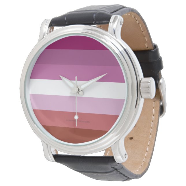 Montre SlipperyJoe's lesbian pride flag feminine communit (Incliné)