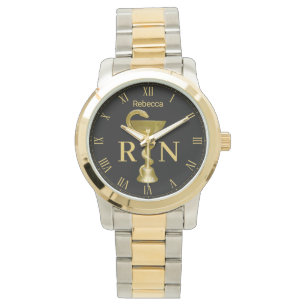 Montre Snake Bowl Hygieia Médicale Gold Caduceus Nurse RN