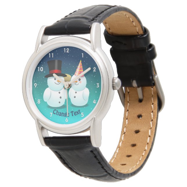 Montre Snowman Avec Le Chapeau Noir Et La Dame Snowman (Incliné)