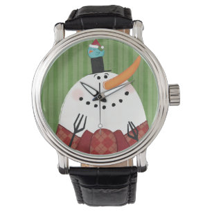 Montre Snowman de Noël avec chant d'oiseau