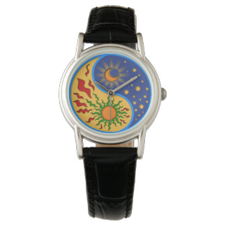 Montre Soleil et Lune Yin Yang coloré