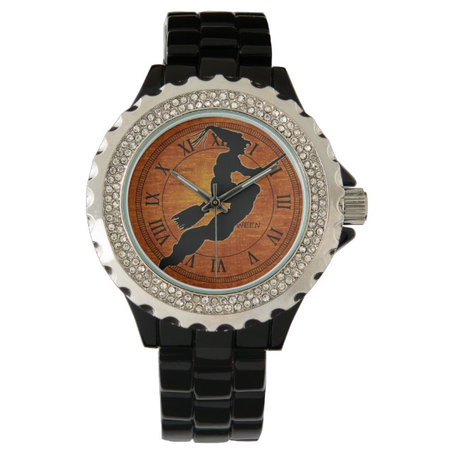 Montre Sorcière noire - Halloween orange (devant)