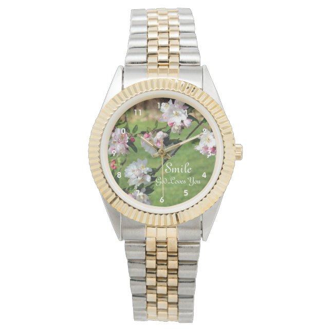 Montre Souriez Dieu Vous Aime Fleurs Inspiration (devant)