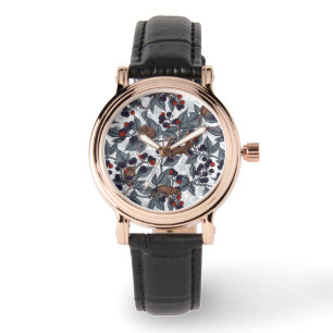Montre Souris et mûres sur blanc