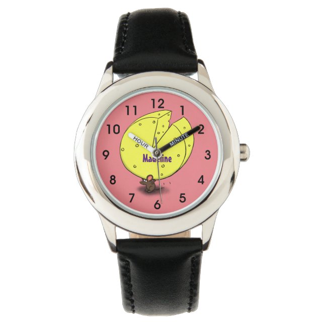 Montre Souris mignonne avec dessin animé au fromage (devant)