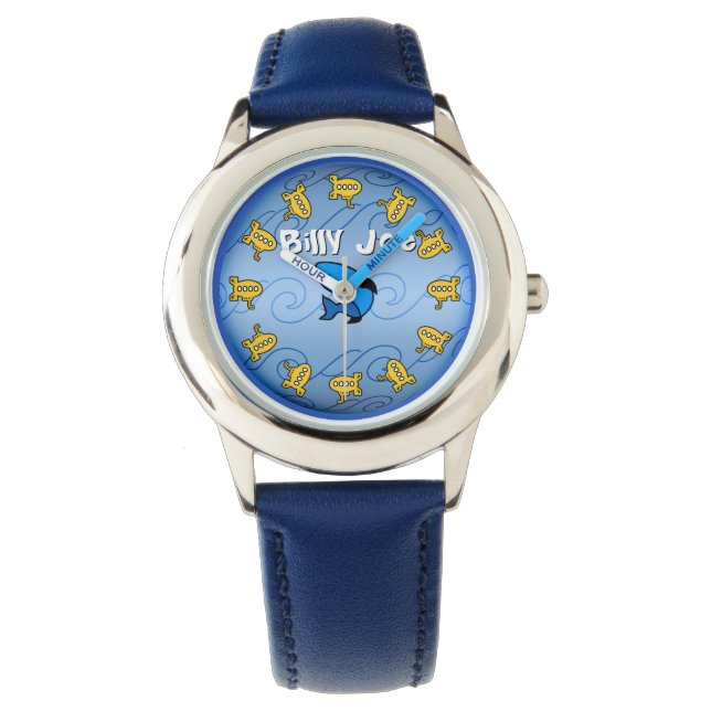 Montre Sous-marins jaunes en bleu (Personnalisé) (devant)