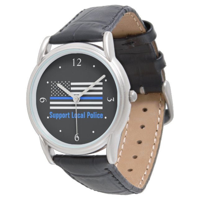 Montre Soutien Police locale Ligne Bleue Mince (Incliné)