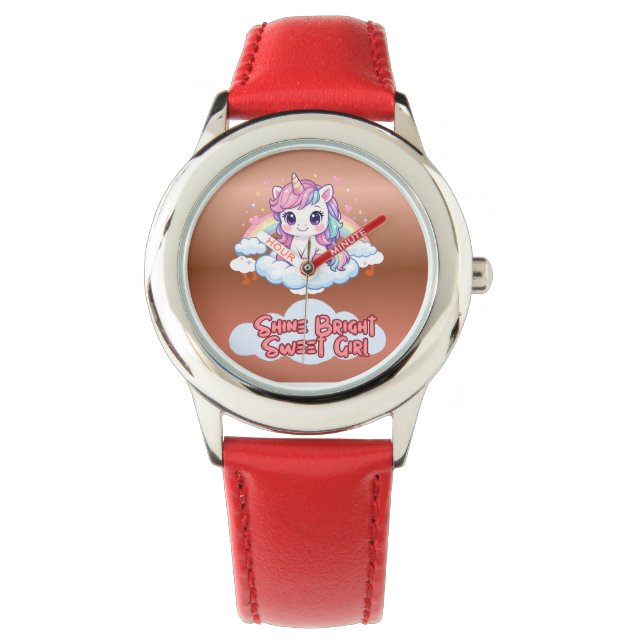 Montre Soyez Votre Propre Arc-en-Ciel Licorne Mignonne  (devant)