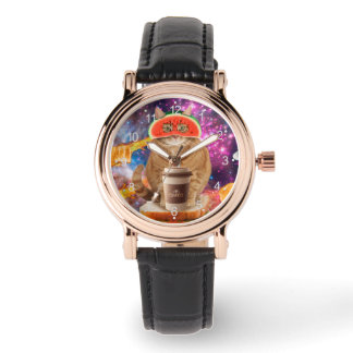 Montre Space cat avec lunettes de pastèque
