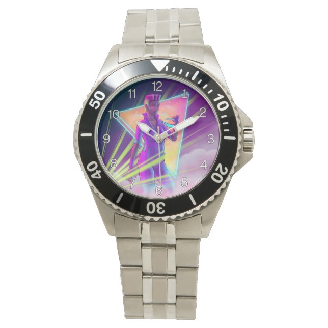 Montre Space Girl Synthwave Cyberpunk Futuristic Art (devant)