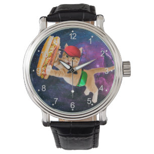 Montre Spatiale chat avec casquette et sac à dos