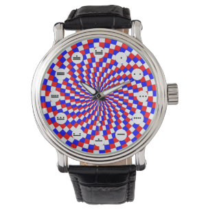 Montre Spirale bleue blanche rouge (Mayan) par Kenneth Yo