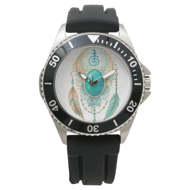 Montre Spiritual Reiki Clock with Turquoise Gem & Sei He  (devant)