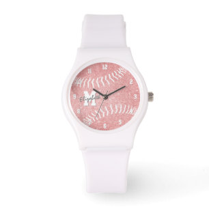Montre sport minimal girly rose monogrammed softball