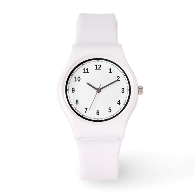 Montre sportive pour femmes, en silicone blanc (Recto)