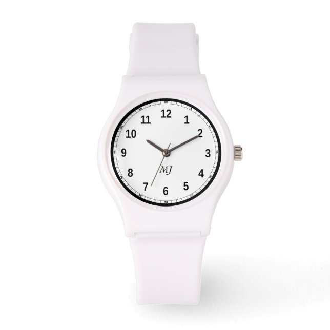 Montre sportive pour femmes, en silicone blanc (Recto)