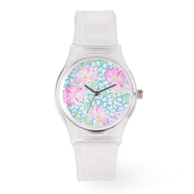Montre Sportive Rose : Roses Roses Roses, Papillon (Recto)
