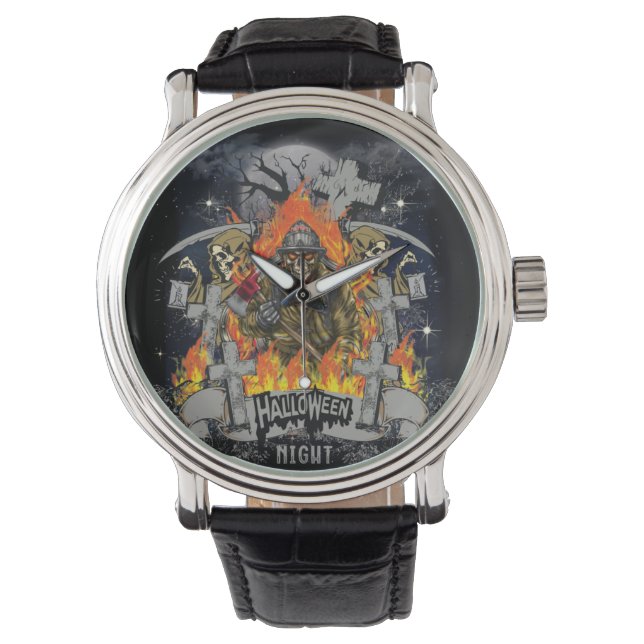 Montre Squelette Effrayant Dans La Nuit Halloween (devant)