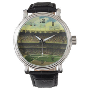 Montre Stade de baseball de sports vintage avec des foule