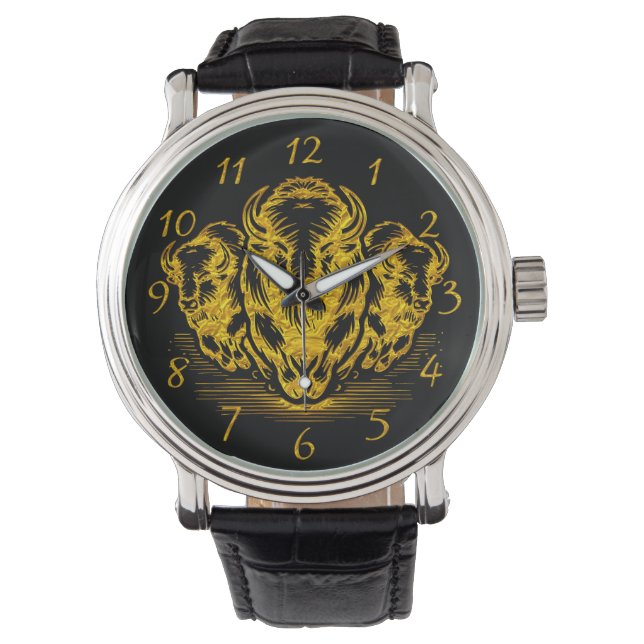 Montre Stampede de bison d'or dans un environnement sauva (devant)