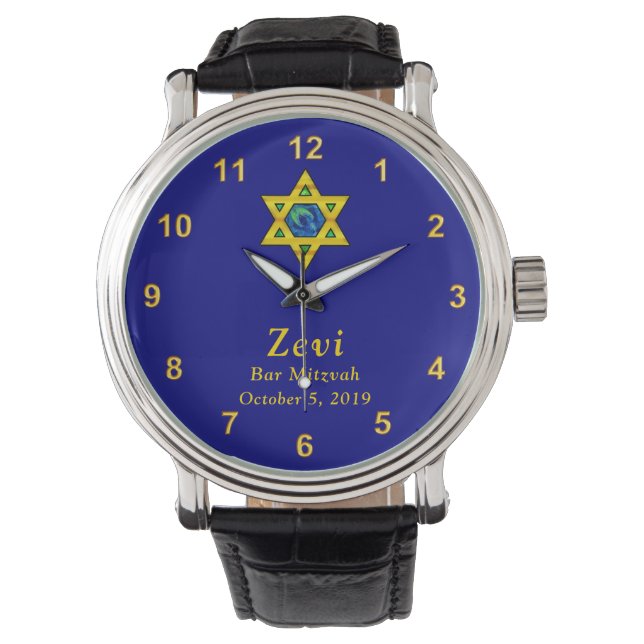 Montre Star of David Watch personnalisable pour Bar Mitzv (devant)