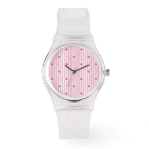 Montre Starburst Valentine Heart sur Soft Pink Stripe