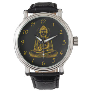 Montre Statue de Bouddha à l'aspect or rayonnant Tranquil