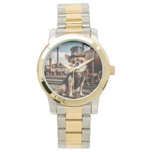 Montre Steampunk Chihuahua et train