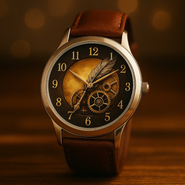 Montre Steampunk Feather Clock – Antique Gold Art (Créateur téléchargé)