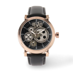 Montre steampunk victorien gothique métallique look noir