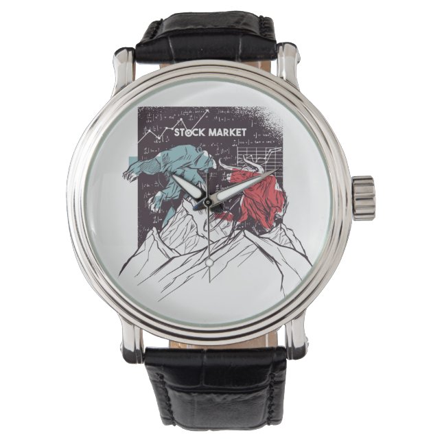 Montre Stock Market Fight Bull contre Bear Trading (devant)