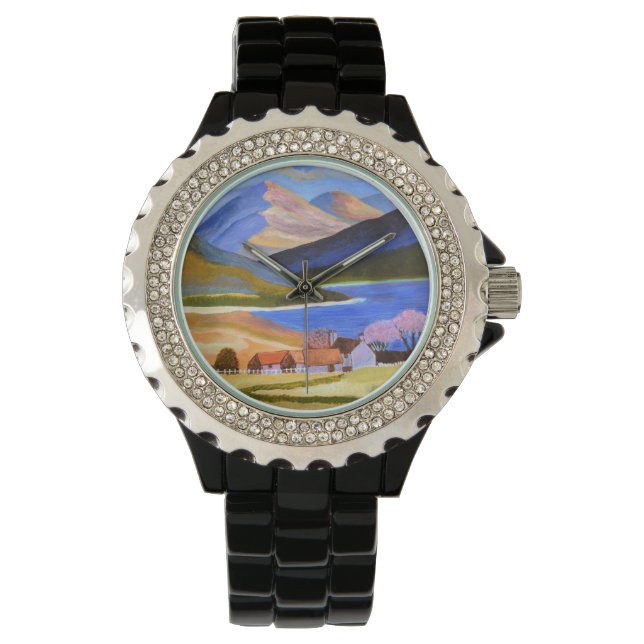 Montre Strass alliage d'émail noir (devant)