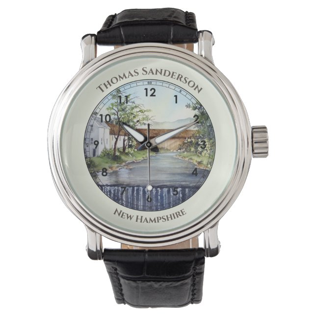 Montre Stream New England Paysage peinture aquarelle (devant)