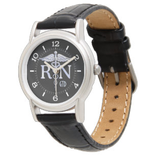 Montre Style de cadran de monogramme de caducée de RN